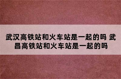 武汉高铁站和火车站是一起的吗 武昌高铁站和火车站是一起的吗